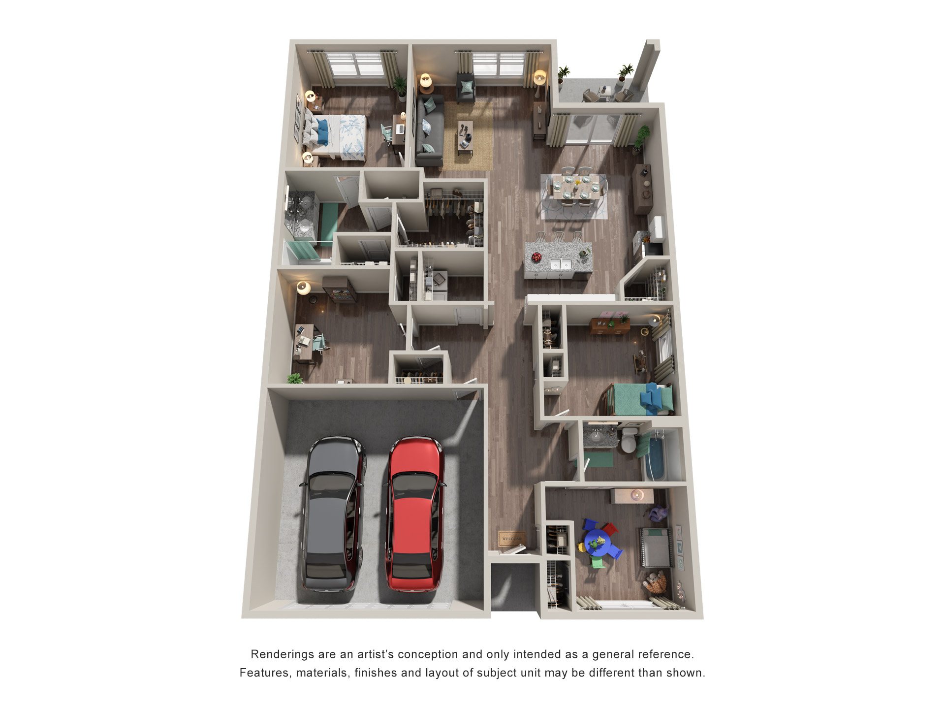 Floor plan for 4 beds, 2 baths, 1774 sqft